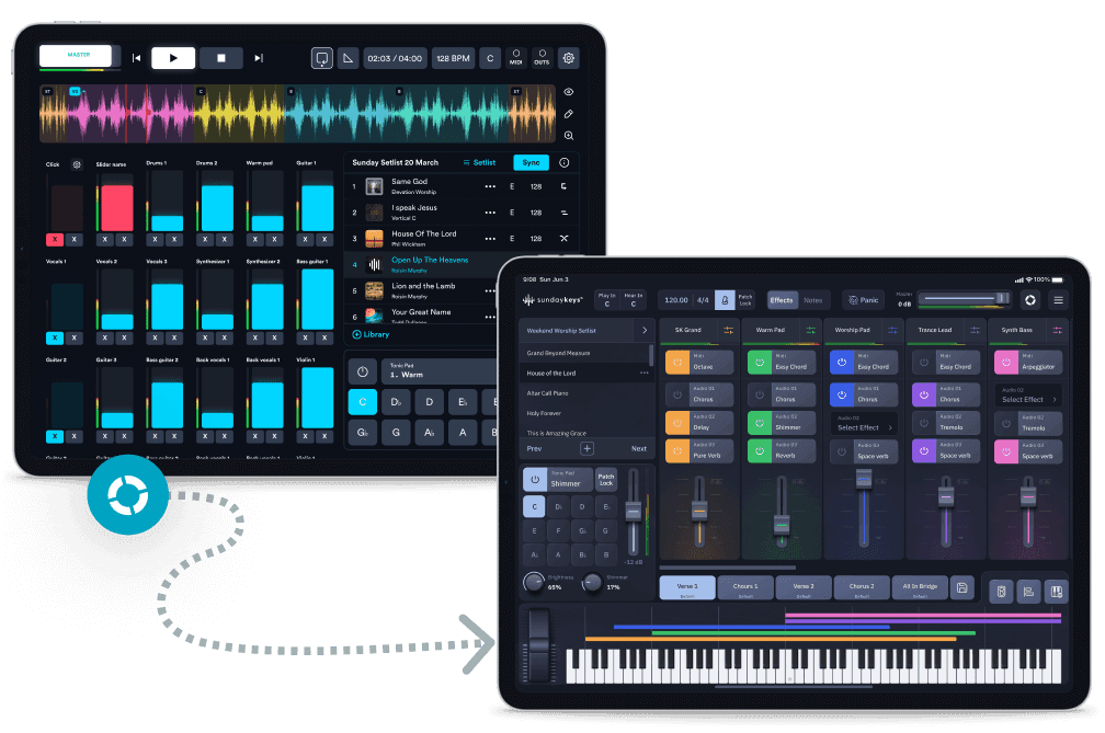 Two tablets showcasing Prime and SundayKeys app